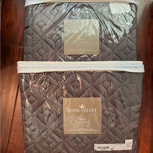 2 new quilted Royal Velvet shams charcoal